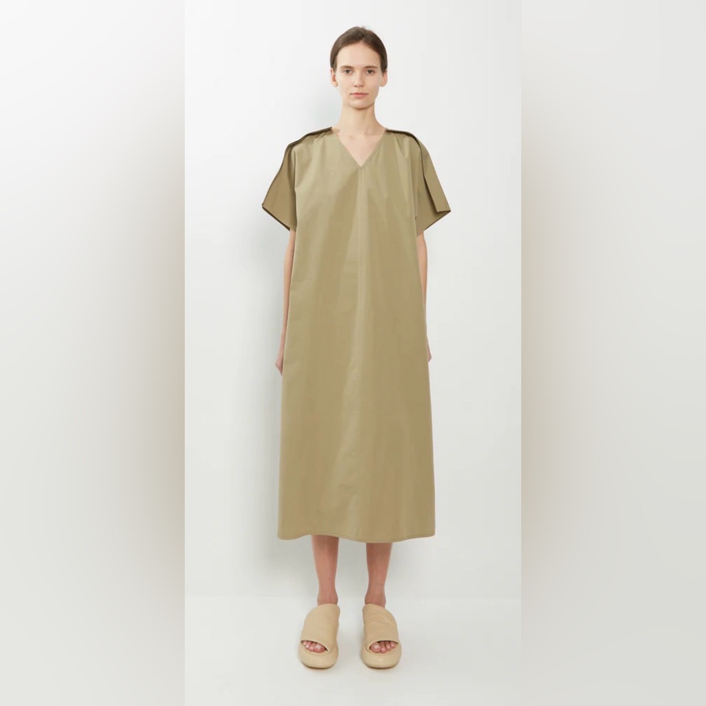 Sofie D’hoore Donette V-Neck Short Sleeve Midi Dress In Lentil Size M/38